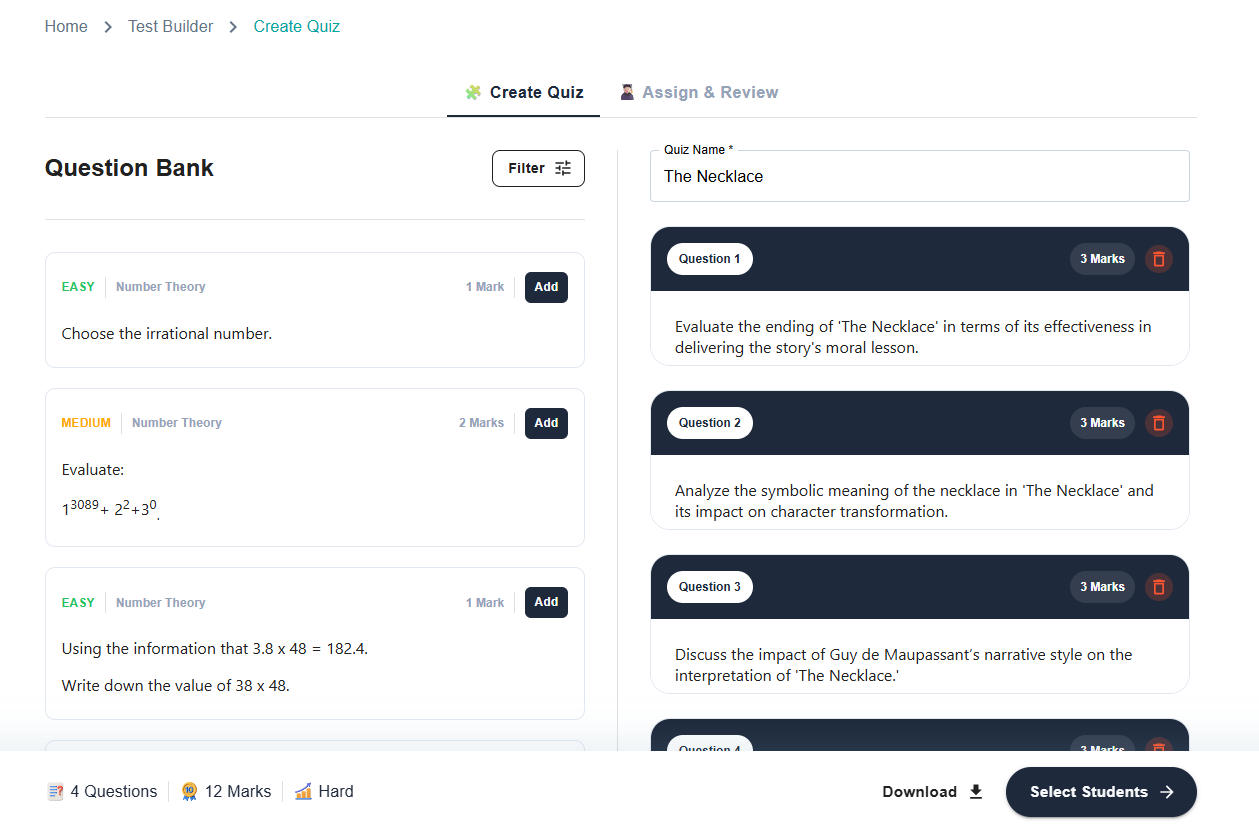 TestBuilder Quiz Assignment and Distribution Tools