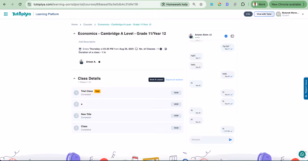Tutopiya course page with Book a Lesson button